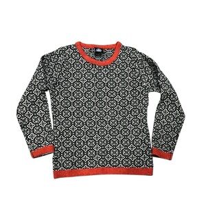 Ice wear black & white crewneck wool angora blend sweater size small